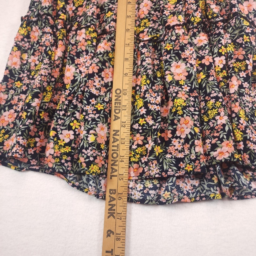 American Eagle Womens M Floral Mini Skirt Ruffle Boho Elastic Waist Pull On - Picture 7 of 8